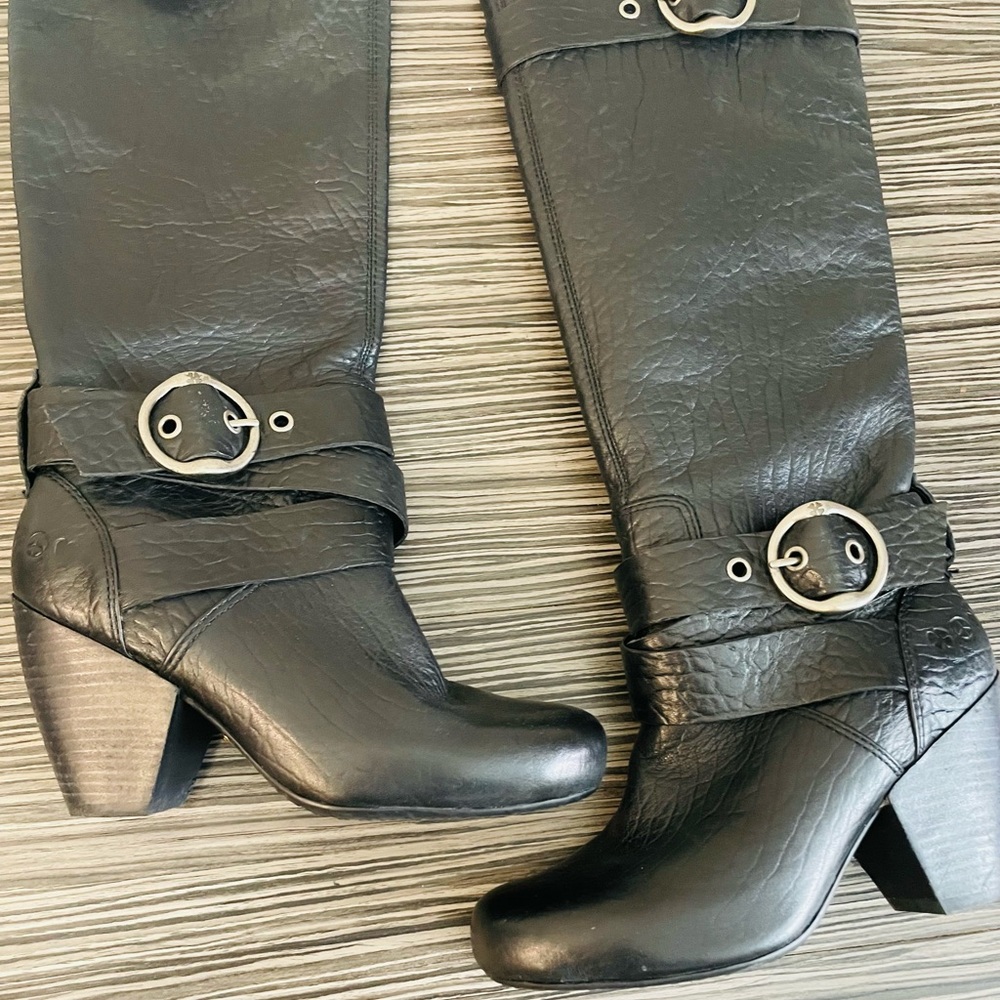 Lucky Candice Black Pebbled Leather Tall Boots 6 - Picture 8 of 8